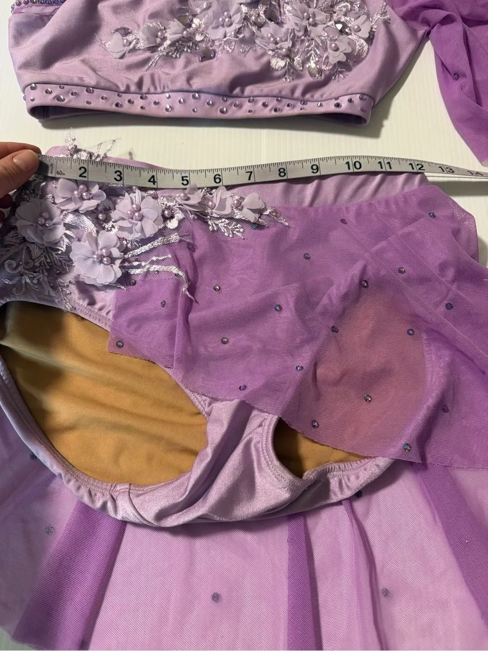 Patrick J designs solo custom dance costume 2 piece lavender purple fara MA adul